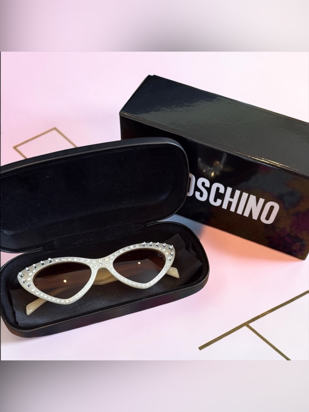 Moschino White and Black Cat-Eye Sunglasses